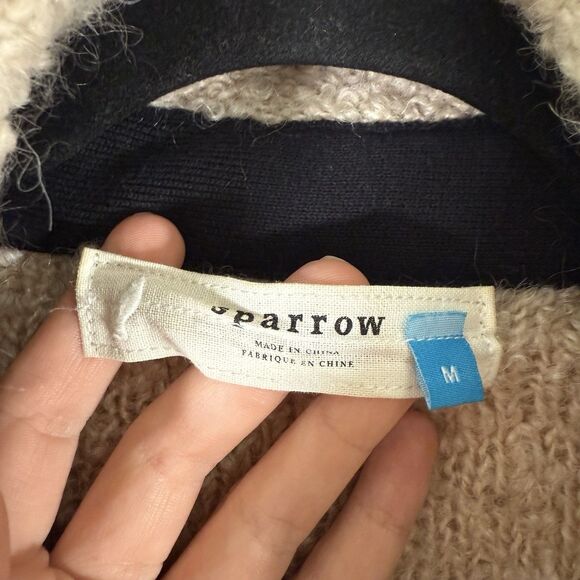 Sparrow Anthropologie Sweater Women's Medium Beige Knit Wool Mohair Full Zip - Picture 6 of 11